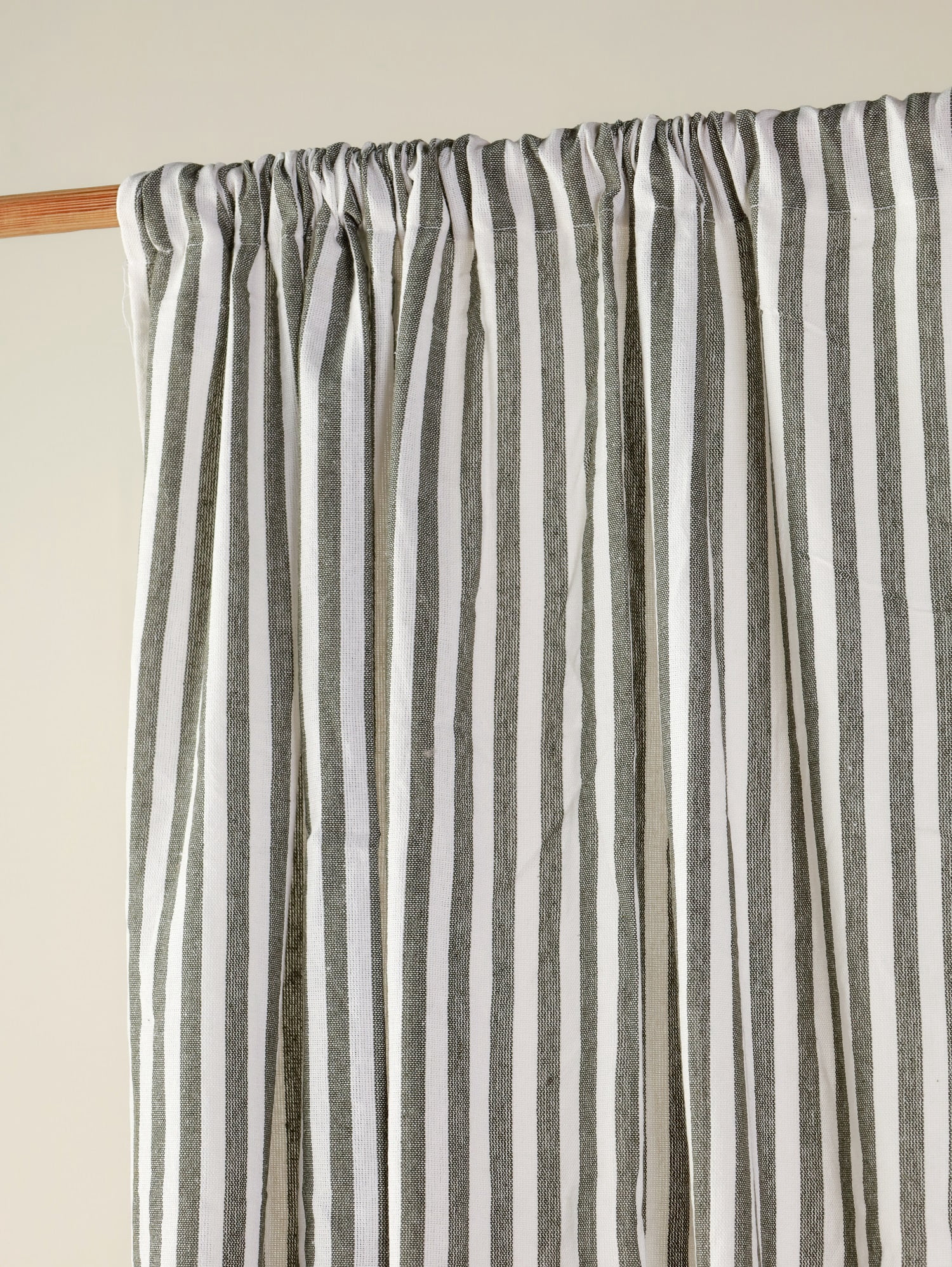 The Art Box Green Gauze Linen Curtains Striped Window Curtains Rod Pocket Panel Pair, 52" x 63"