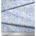 thumbnail image 3 of Soimoi Blue Japan Crepe Satin Fabric Rainbow & Unicorn Animal Print Fabric by Yard 42 Inch Wide, 3 of 3