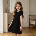 thumbnail image 6 of Grblisyd Dresses for Girls Kids Casual Crewneck Loose Short Sleeve Dress Solid Color Midi Dress 10-12 Years, 6 of 6