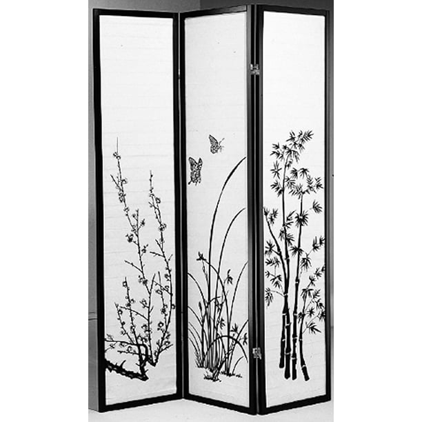 Legacy Decor Japanese Oriental Style Bamboo Flower Design 3 Panel Room