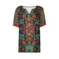 thumbnail image 5 of Jsaierl Short Sleeve Tops for Women Plus Size Loose Fit Button Up Shirts V Neck Going Out Ladies Blouses Cute Print T-shirts Top S-2XL, 5 of 7