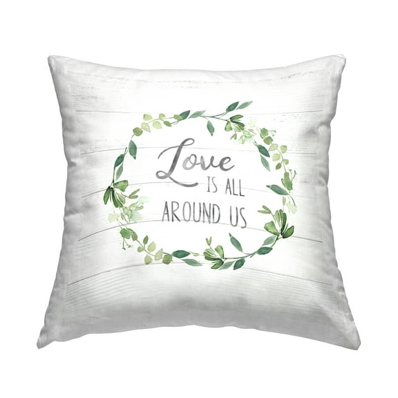 Stupell Industries Love All Around Wreath Decorative Printed Throw Pillow Design by Carol Robinson.