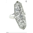 thumbnail image 3 of Antique Bezel Set Diamond Ring, Vintage Elongated Dinner Engagement Ring, 2.1 Ct Simulated Diamond, 925 Sterling Silver, Openwork Filigree Milgrain Dinner Ring, 3 of 4