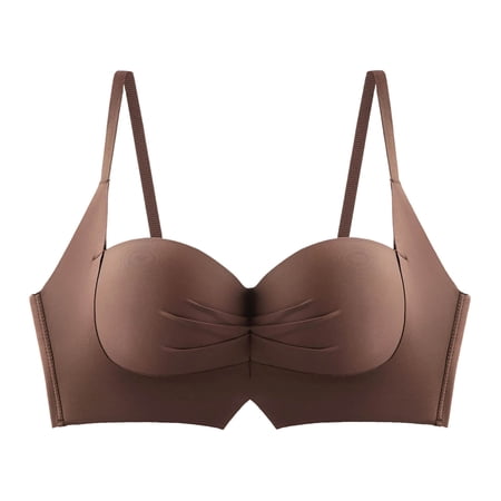 JGGSPWM Womens Bras No Underwire Everyday Full Coverage Push Up Solid Color Breathable Bralettes Anti-Sag Traceless Bra Brown 38
