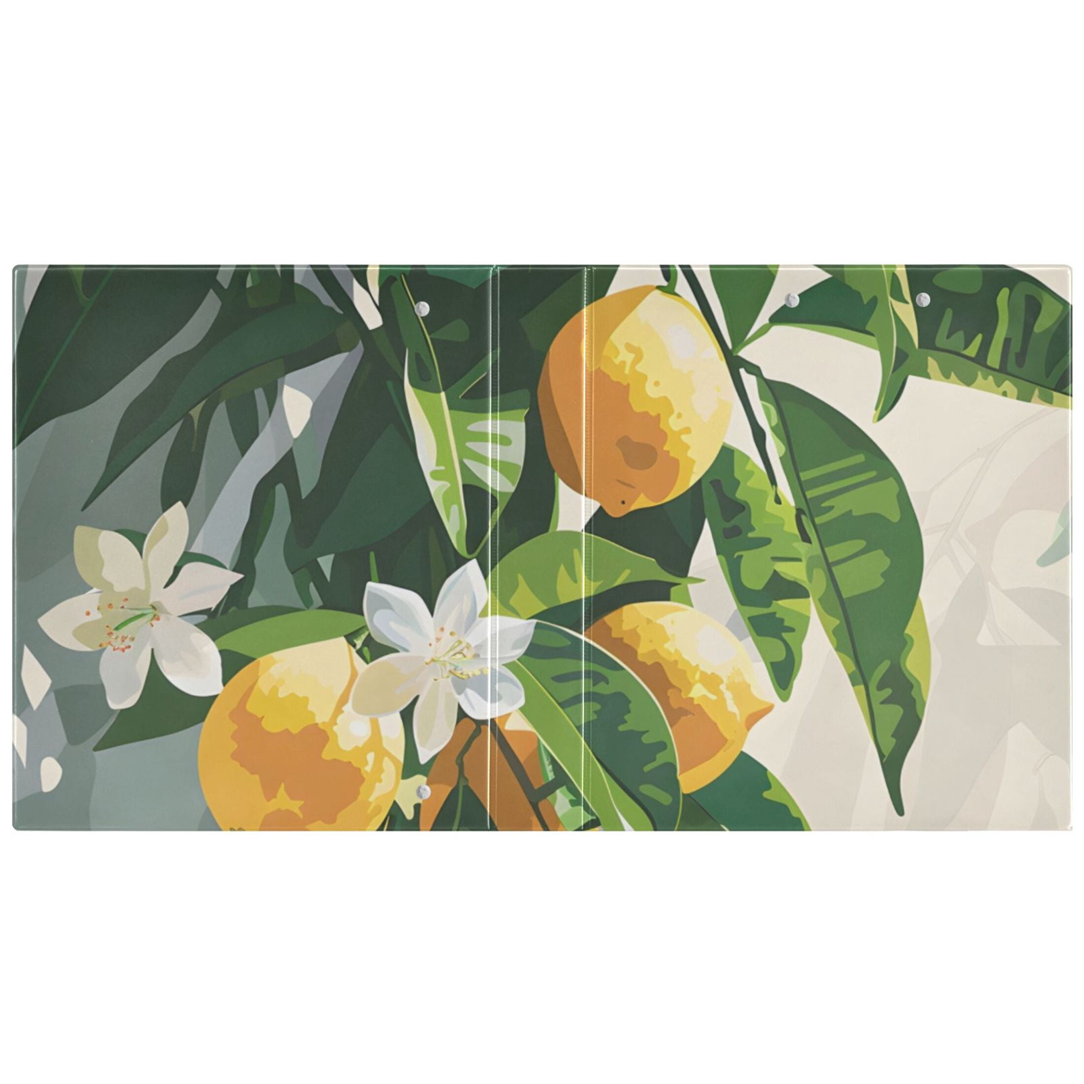 Lemons White Flower 3 Ring Binders 1.5 inch Hardcover File Folders with Interior Pockets A4 Size Organizer for School Office Hospital