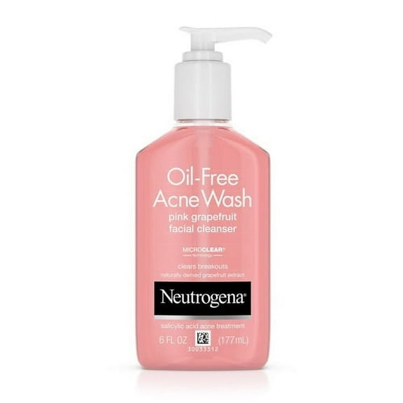 Neutrogena Oil-Free Acne Wash Facial Cleanser, Pink Grapefruit - 6 Oz, 2 Pack