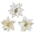 thumbnail image 4 of LKWLPD Flor artificial de 7,8 pulgadas, flor navideña dorada simulada de 25 cm, gasa de franela dorada, flores para árbol de Navidad, flores artificiales decorativas, decoración del hogar, decoración, 4 of 6