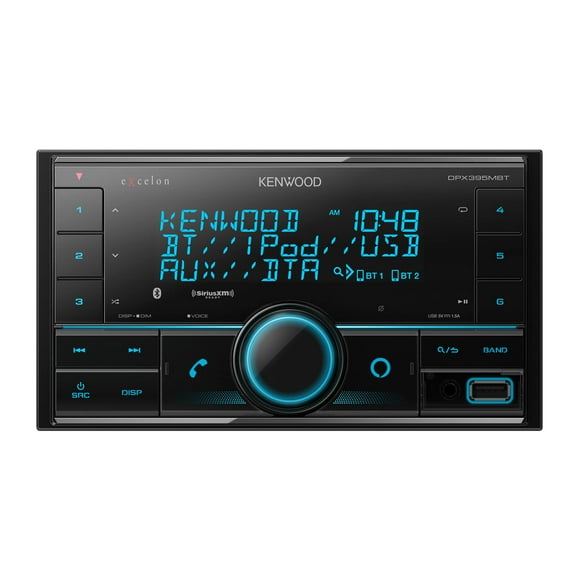 KENWOOD DPX395MBT Receptor multimedia digital doble DIN en el tablero con Bluetooth (no reproduce CDs) Receptor estéreo para coche Listo para Alexa - Negro