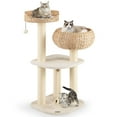 thumbnail image 1 of Gymax 41'' Hand-Made Cat Tree Tower Natural Bowl Shaped w/ 2 Perch, 1 of 10