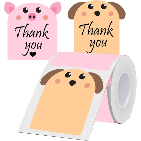 Direct Thermal Stickers 2inch Self Adhesive Multi Purpose Animal Shaped Thermal Labels for Gifts Decoration 200Pcs