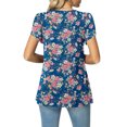 thumbnail image 4 of SMihono Hauts pour Femmes Été Mode Décontractée Col Montant Imprimé Pétale Manches Courtes - T-Shirts Grande Taille, 4 of 5