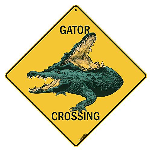 CROSSWALKS Panneau de Traversée Gator - Panneau en Aluminium 12 Pouces X 12 Pouces (X08)