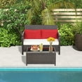 thumbnail image 4 of Gymax 2PCS Patio PE Wicker Rattan Loveseat Sofa Set w/ Coffee Table & Cushions, 4 of 10