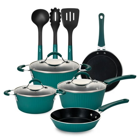 

wenbisou 11 Piece Nonstick Diamond Pattern Kitchen Cookware Set wenbisou Blue