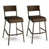 Resin Wicker and Steel Bar Stools, Set of 2
