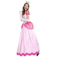 thumbnail image 5 of Women's Super Mario Peach Costumes Pink Princess Toadstool Dress With Gloves, Headdress Set Halloween Costume Dress Up, 5 of 5
