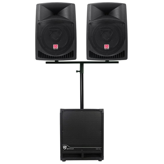 (2) Rockville RPG12 12" Active DJ PA Speakers Dual Mount 12" Powered Subwoofer
