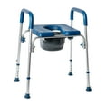 thumbnail image 2 of BizChair Blue Shower Commode Chair with Safety Rail, Height Adjustable Frame, Padded Seat & Armrests, Commode Pail with Lid, Fits Most Toilets, 2 of 17