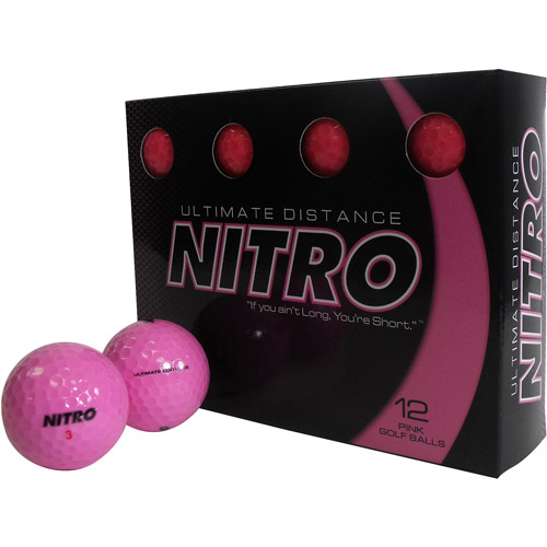 Nitro Golf Ultimate Distance Golf Balls, Pink, 12 Pack