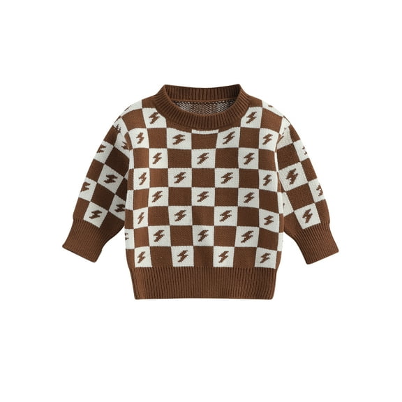Bagilaanoe Newborn Baby Girl Boy Knitted Sweater Long Sleeve Plaid Pullover 3M 6M 9M 12M 18M 24M Infant Warm Jumpers Tops Fall Loose Knitwear