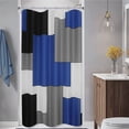 thumbnail image 3 of Stall Shower Curtain Modern Blue and Black White Fabric Waffle Weave Polyester Geometric Shower Curtain Grey Textured Water Repellent Shower Curtains for Bathroom with Hooks, 36×72 Inches, 3 of 5