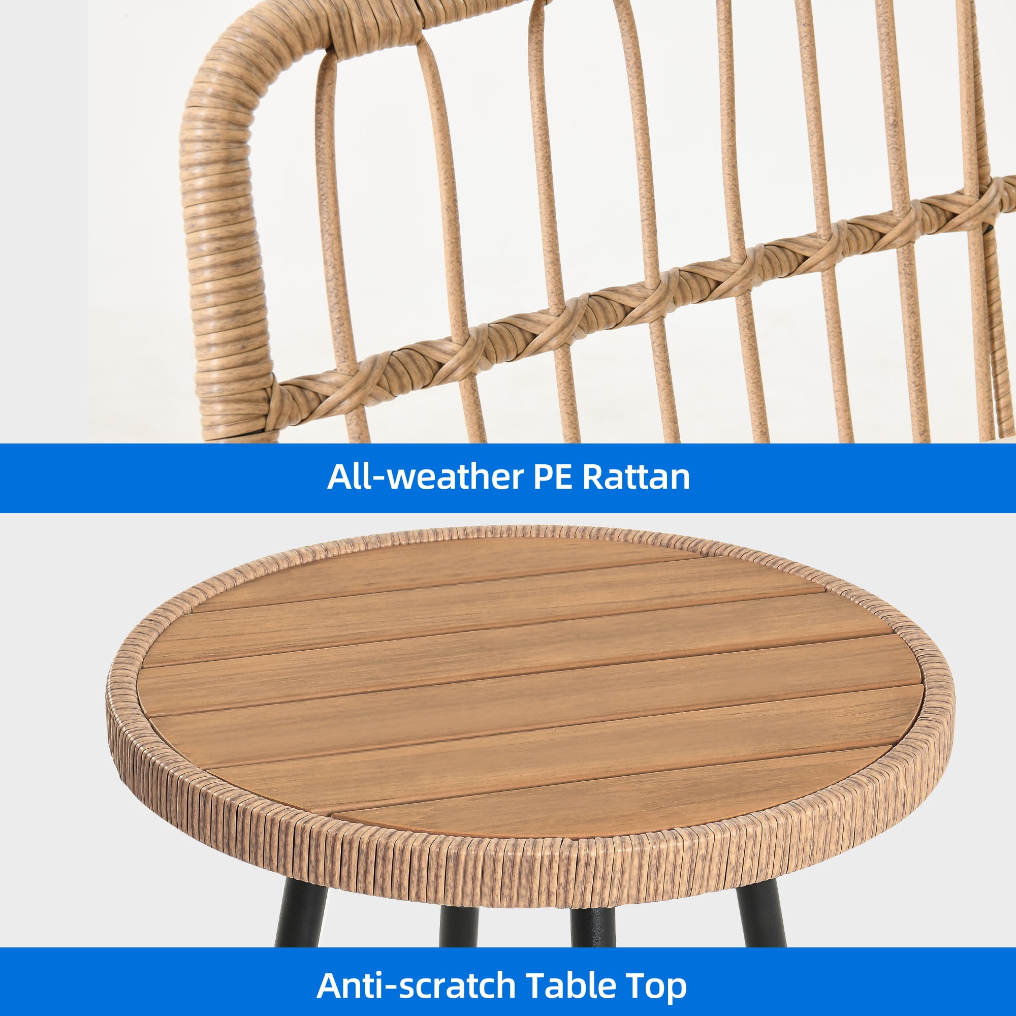 Uforic 4 Pieces Patio Conversation Set,Patio Furniture Set of Rattan Bistro Set with Loveseat Chair - Gray