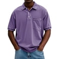 thumbnail image 3 of Mens Vintage Washed Polo Shirts Classic Fit Pullover Shirts Summer Lapel Button Tops Casual Retro Distressed Tee Top, M, 3 of 5