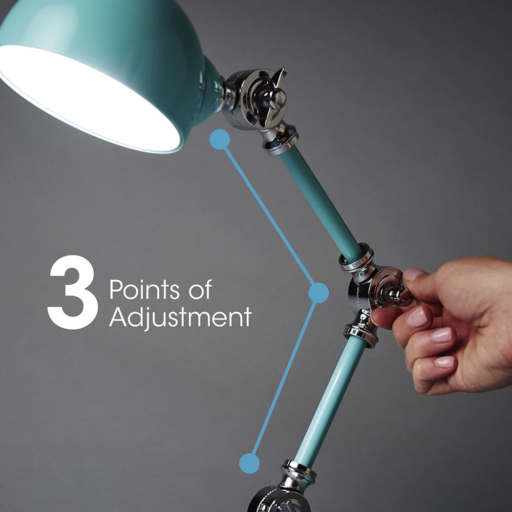OttLite Wellness Series® Revive LED Desk Lamp with USB Charging Port, Turquoise, Metal