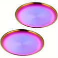 thumbnail image 1 of QUTETN 2pcs Stainl Steel Dinner Plates Dert Salad Plates Set Indian 9.1 Inch Colorful Round Metal Platter for Camping Unbreakable and Reusable Dishwasher Safe, 1 of 4