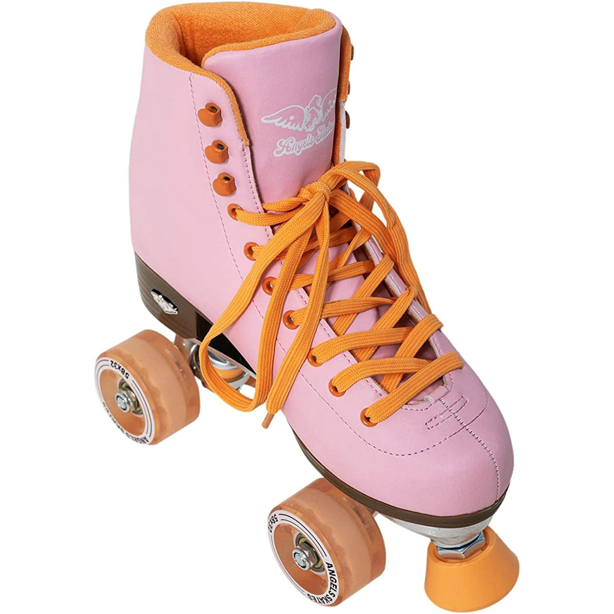 Angels Skates Sunset Pink with Orange Lasses Design PU Leather Roller