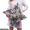 thumbnail image 4 of Butterfly Fabric by the Yard Upholstery, Ornamental Romantic Summer Vegetation Vibrant Backdrop Monochrome Animals, Decorative Fabric for DIY and Home Accents, Taupe Pink Black by Ambesonne, 4 of 4