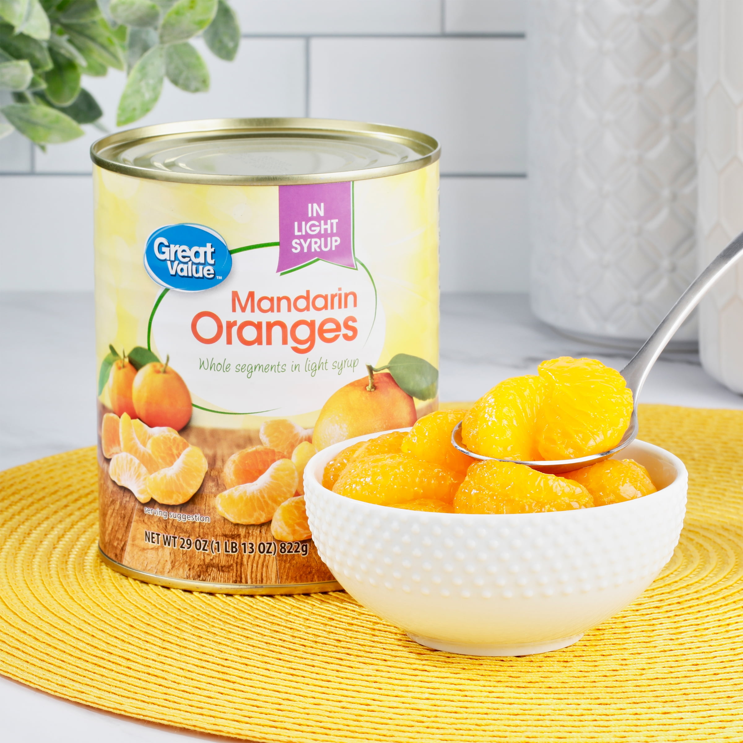 Great Value Mandarin Oranges in Light Syrup, 29 oz