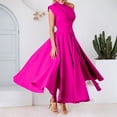 thumbnail image 2 of Afdoent Women's Dresses Elegant Asymmetrical Neckline Casual Dress For Sleeveless Flowy Swing Waistband Summer Dress Beach Vacation Clothes, 2 of 7