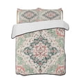 thumbnail image 2 of Green Pink Boho Floral Queen Size Down Alternative Comforter,Lightweight Comforter Quilt Bedding Set with Pillow Shams Southwestern Ethnic Flowers Retro All Seasons Bed Comforter Duvet Insert 90"x96", 2 of 7