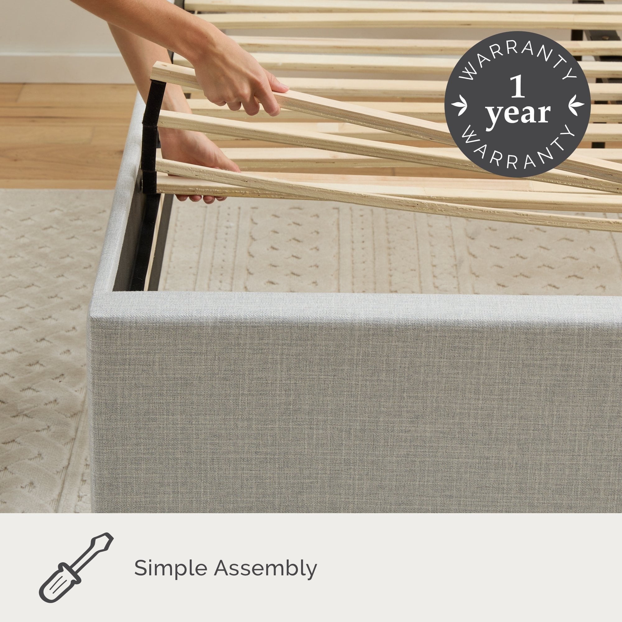 My Texas House Anna Diamond Tufted Upholstered Platform Bed, Twin, Gray