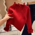 thumbnail image 5 of LIaqionyy Girls Mock Turtleneck Sweaters Long Sleeve Cute Basic Plain Tops Causal Comfy Soft Knit Sweater, 5 of 6