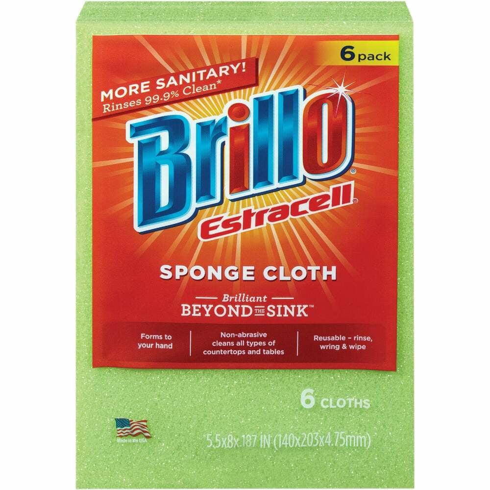 Brillo Estracell Sponge Cloth (6-Count Case of 6), Green