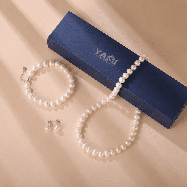 Yami 8.5-9mm White Freshwater Pearl Jewelry Set photo 4