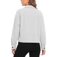 thumbnail image 5 of DeHolifer Women Cropped Shacket Jacket Lapel Winter Button Down Fall Winter Cardigan Corduroy Coat White M, 5 of 5