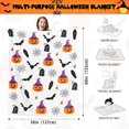 thumbnail image 6 of Haunted Halloween Fleece Throw Blanket, Spider Webs Witch''s Hat Black Bats Tombstones and Decorated Pumpkins Halloween Decor Throw Blanket 50"x60", 6 of 6
