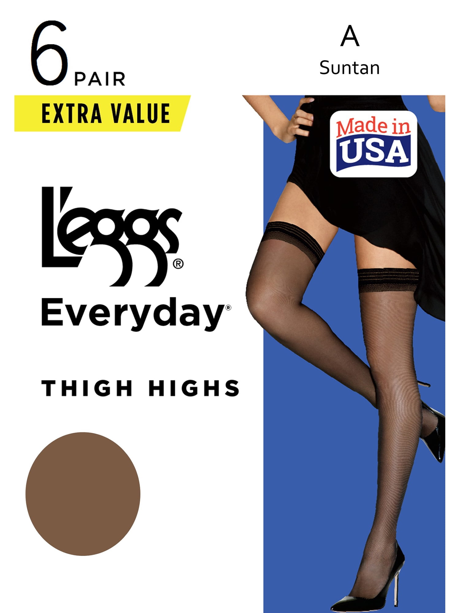 L'eggs Everyday Thigh High, 6 Pack - Walmart.com