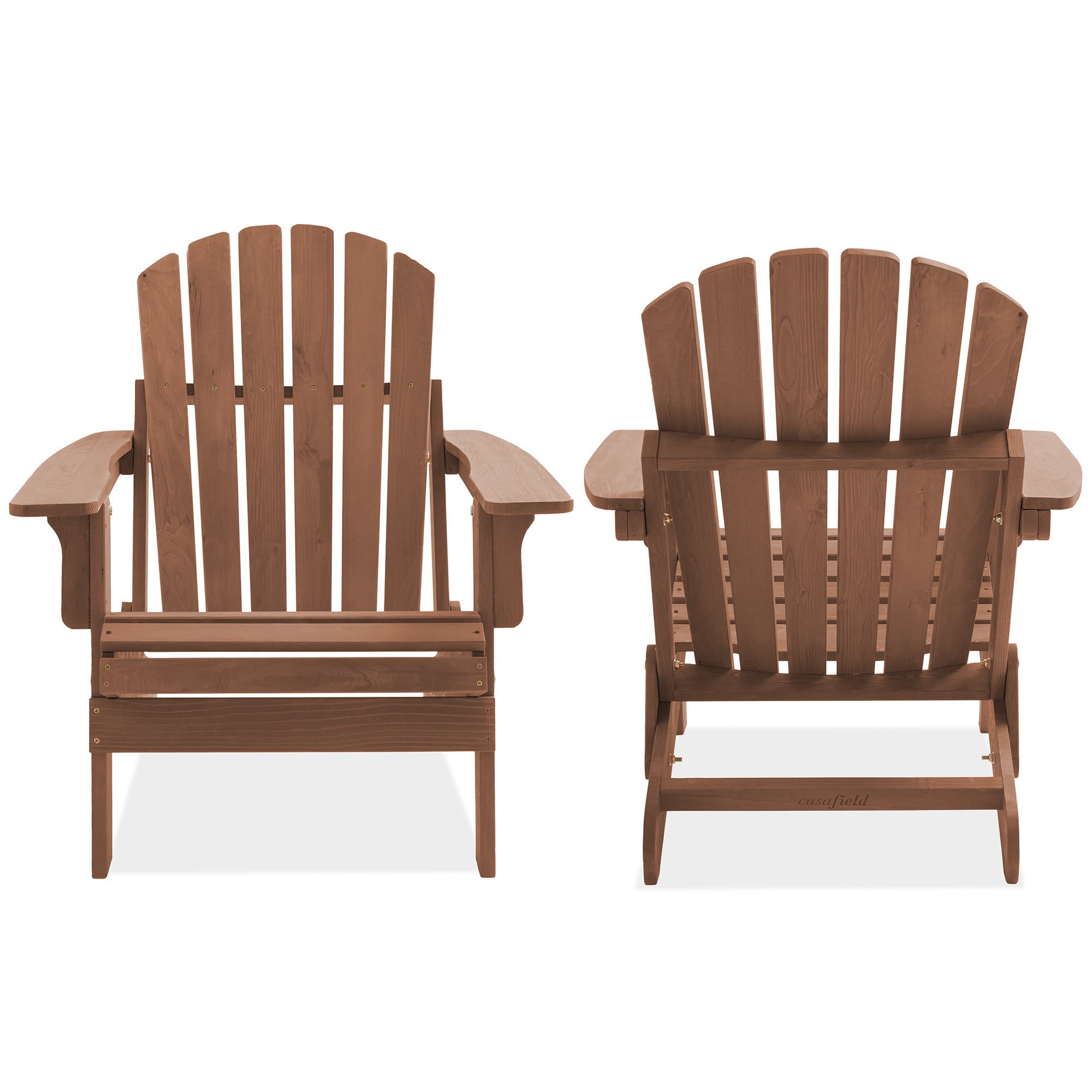 Oversized Folding Adirondack Chair, Cedar Wood Outdoor Fire Pit Lounge Chairs for Patio, Deck, Lawn, Garden, Partially Pre-Assembled - Espresso