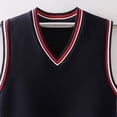 thumbnail image 3 of SERTGUTR Boys V Neck Sweater Vest, Striped Ribbed Trim Sleeveless Knit Pullover, School Uniform Classic Fit, Everyday Layering Top, 3 of 6
