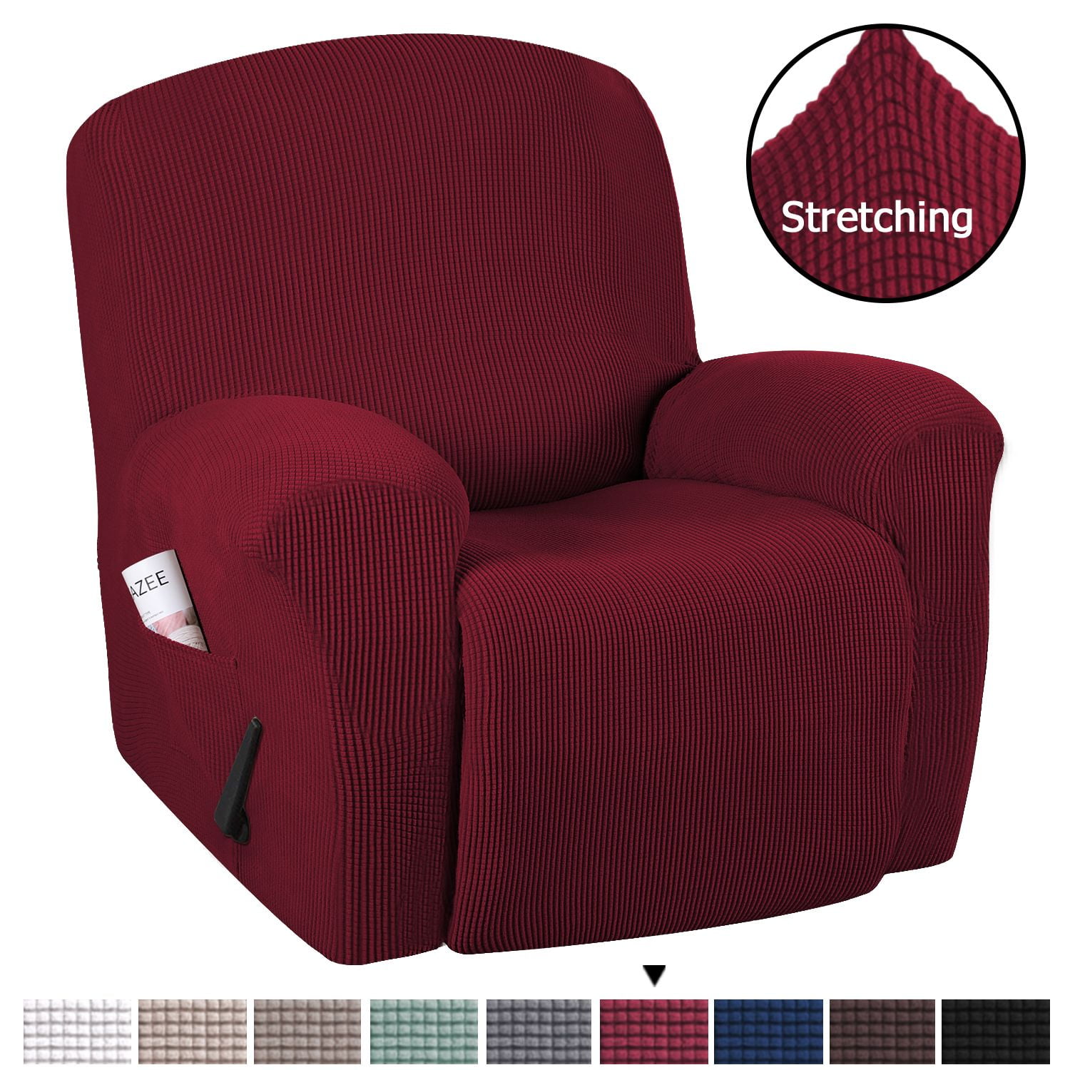 CHECKERBOARD STRETCH RECLINER COVER---BURGUNDY---COMES IN ALL SIZES AND 4 COLORS 
