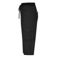thumbnail image 6 of Women Capri Pants On ! Cagogo Women's Summer Loose Cargo Capris with Pockets Stretch Elastic Waist Beach Lounge Cropped Pants Casual Drawstring Wide Leg Comfy Capri Trousers, 6 of 7