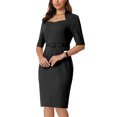 thumbnail image 4 of INSPIRE CHIC Women's Sheath Dresses with Belt Vintage Sweetheart Neck Pencil Dress, 4 of 6