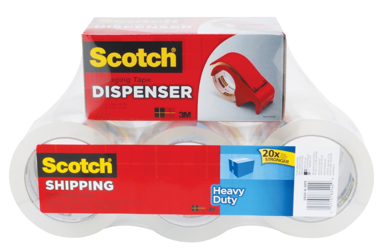 Scotch Packaging Tape Dispenser Value Pack, 17/8 Inches x 164 Feet