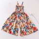 thumbnail image 2 of Odeerbi 7-18 Años Niñas Verano Floral Rompers Algodón Pierna Ancha Jumpsuit Primavera Seda Francés Vacaciones Estilo Tirantes Pantalones, 2 of 4