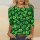 thumbnail image 1 of Xuyuer St. Patrick's Day Printed T-Shirt - Ladies' Loose Round Neck 3/4 Sleeve Top for Irish Festivals, Casual Green Themed Outfits, Seasonal Celebration Apparel & Fun Saint Patrick's Party Wear, 1 of 5