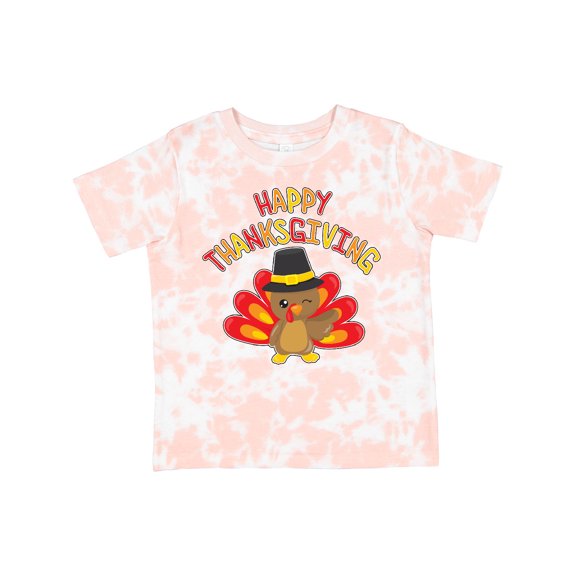 Inktastic Happy Thanksgiving Cute Turkey in Pilgrim Hat Boys or Girls Toddler T-Shirt